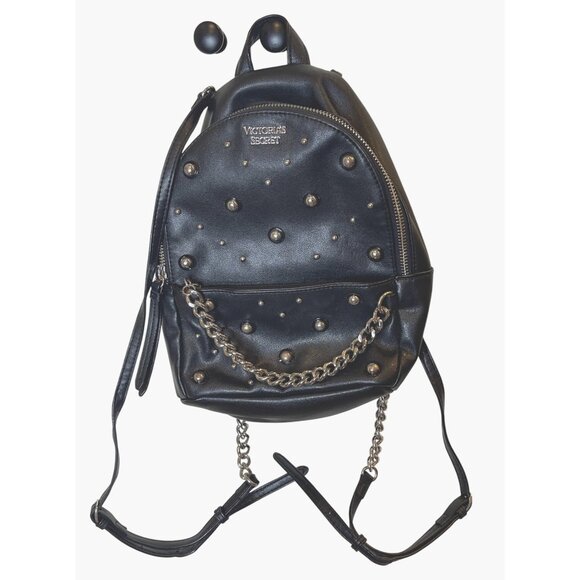Victoria's Secret Handbags - Victoria's Secret Small City Studded Backpack Silver Studs Decorative Chain S